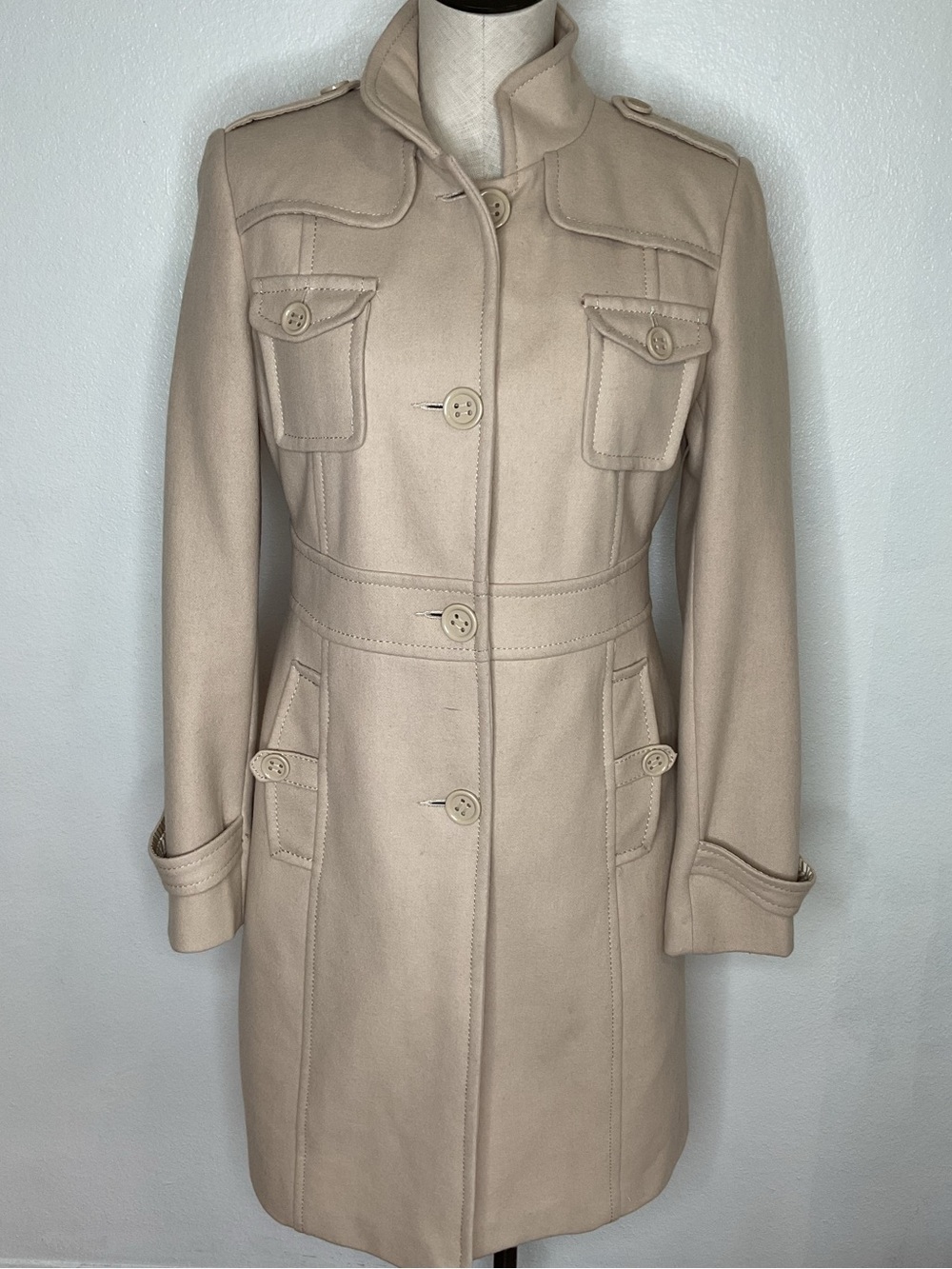 Kenneth Cole Wool Blend Military-Style Coat
